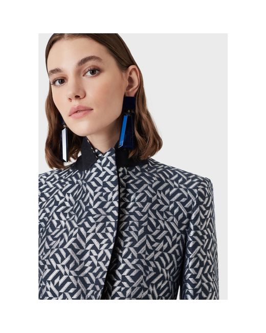 EA7 Gray Emporio Armani Collared Regular Fit Blazer Jacket