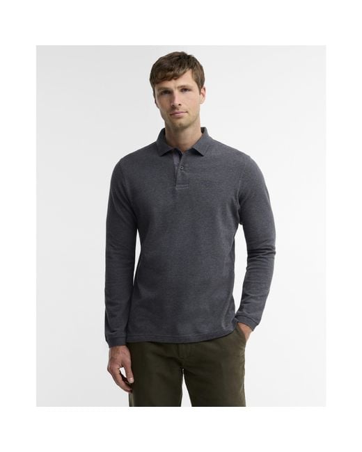 Barbour Blue Essentials Long Sleeve Polo Shirt for men