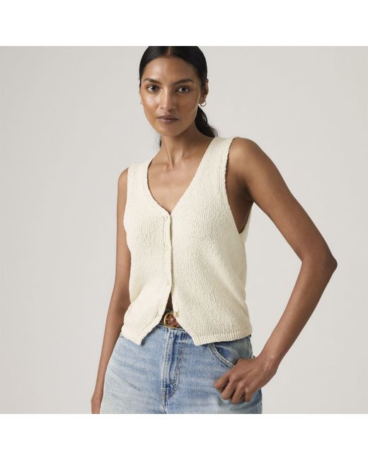 Levi's White Knitted Sweater Vest