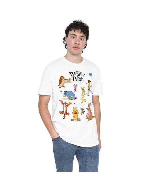 Disney White Winnie The Pooh Characters T-Shirt for men