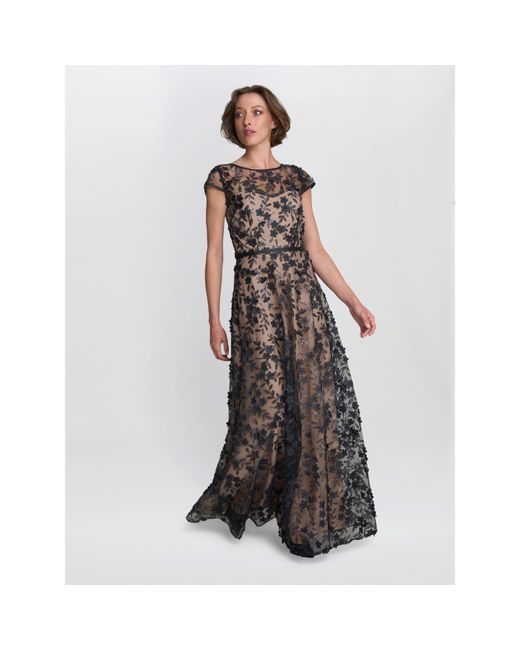 Gina Bacconi Multicolor Keira 3D Flower Maxi Dress