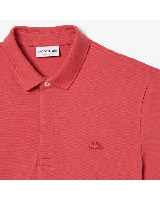 Lacoste Red Regular-Fit Paris Stretch Piqué Polo Shirt for men