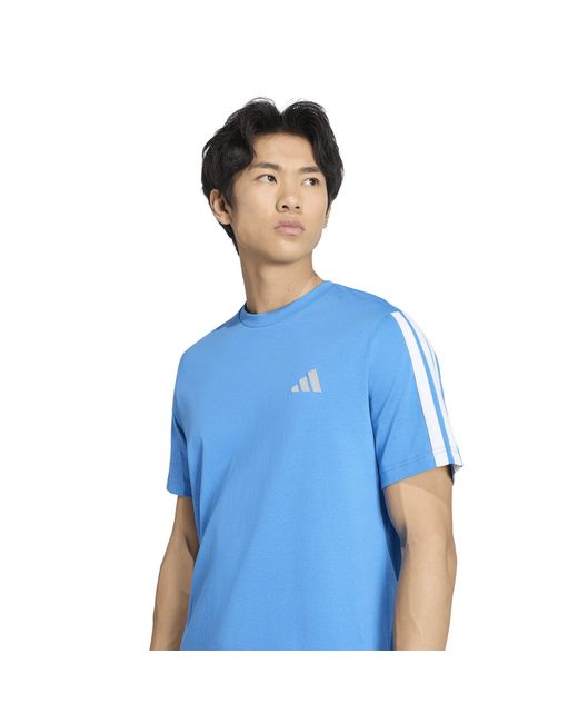 Adidas Blue Essentials 3-Stripes T-Shirt for men