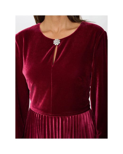 Gina Bacconi Red Tillie Pleated Velvet Dress