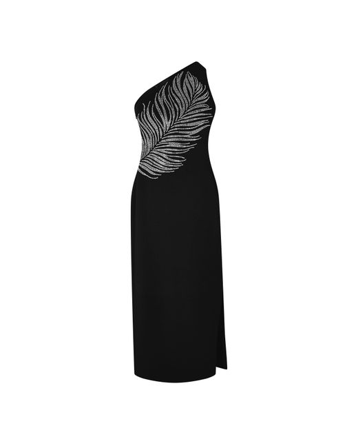 David Koma Black Feather Embroidered Maxi Dress