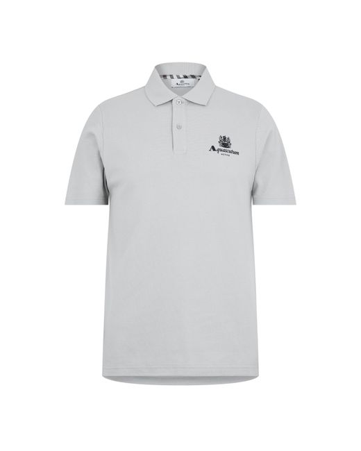 Aquascutum Gray Button Polo Shirt for men