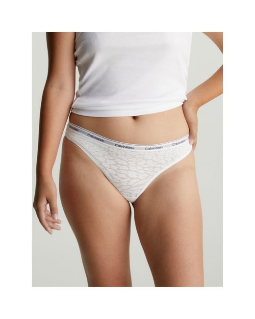 Calvin Klein White Lace Brazilian Thong