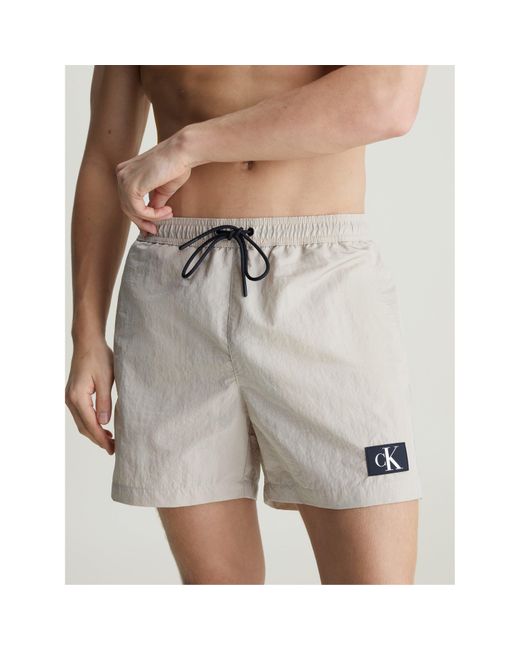 Calvin Klein White Medium Drawstring Swim Shorts for men