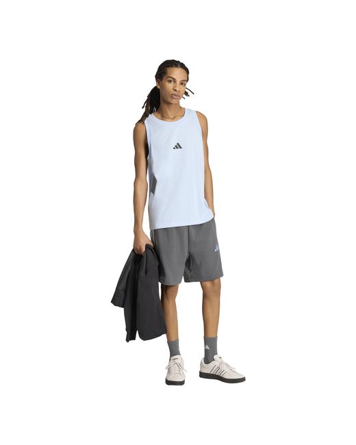 Adidas Gray Essentials 3 Stripe Fleece Shorts for men