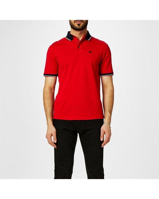 Emporio Armani Red Dark Collar Polo Shirt for men