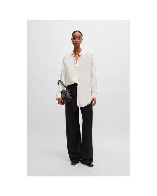 Boss White Benika Relaxed Fit Blouse