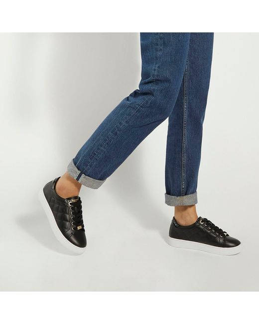 Dune Black Ellenar Quilted Trainers Size 3
