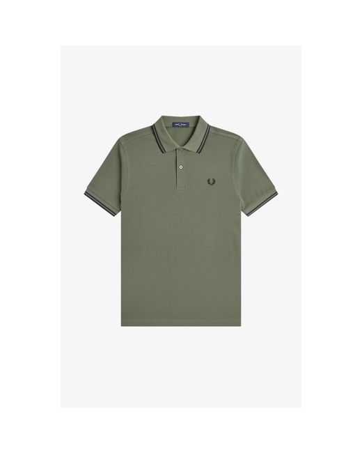 Fred Perry Green Short Sleeve Twin Tipped Polo Shirt for men