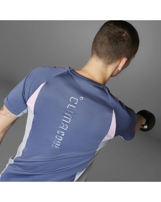 Adidas Blue Climacool Colorblock T-Shirt for men