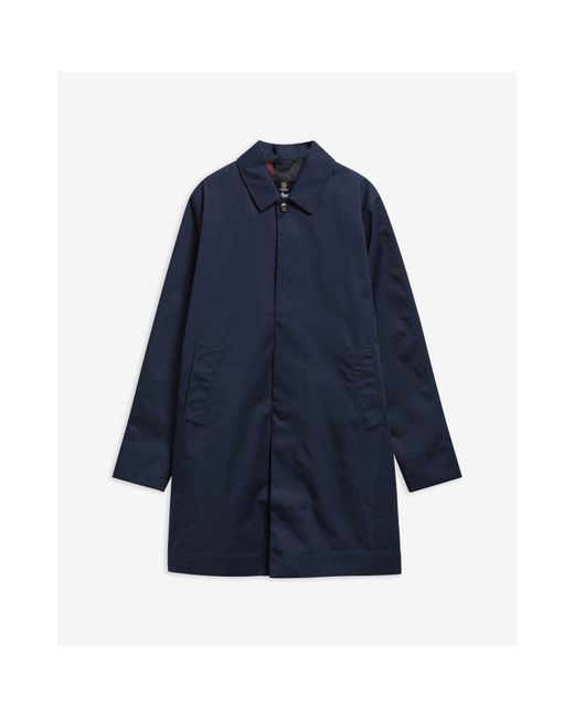 Barbour Blue Lorden Thigh Length Long Sleeve Button Mac for men