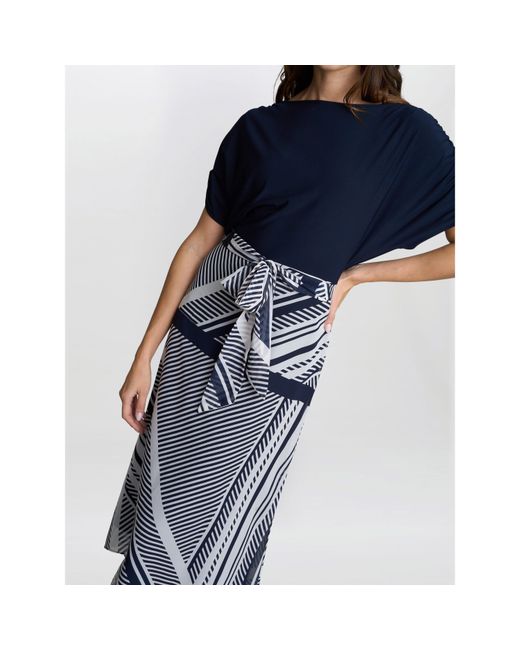 Gina Bacconi Blue Brooke Stripe Fit And Flare Dress