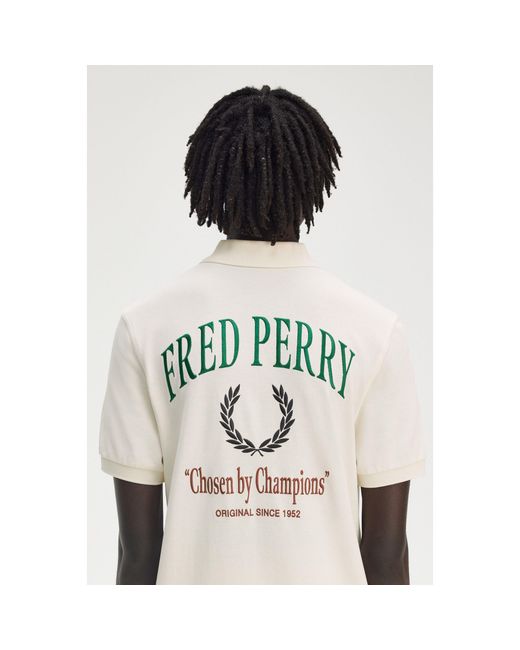 Fred Perry Natural Club Back Print Short Sleeve Polo Shirt for men