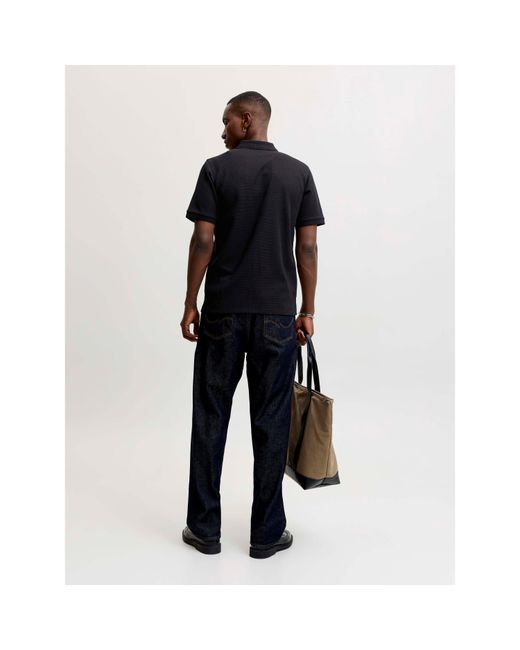 Jack & Jones Black Austin Short Sleeve Polo for men