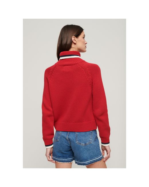 Superdry Red Usa Rn Knit Ld44