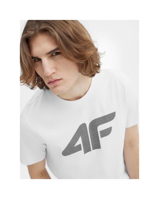 4F White Big Logo T-Shirt for men
