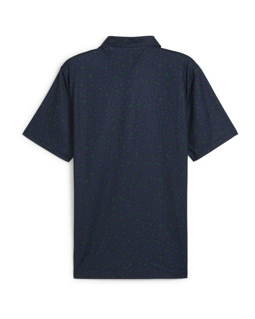 PUMA Blue Cloudspun Rosette Short Sleeve Performance Polo Shirt for men