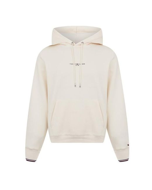 Tommy Hilfiger White Tommy Logo Tipped Hoody for men