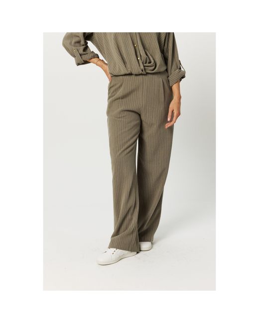 Biba Gray Striped Wide Leg Trousers