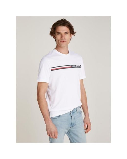 Tommy Hilfiger White Tommy Chest Strp Tee Sn43 for men