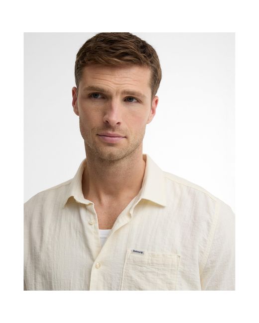Barbour White Short Sleeve Patterned Shirt for men