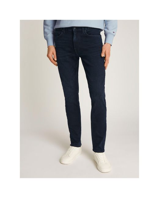 Tommy Hilfiger Blue Denton Whiskered Straight Leg Jeans for men