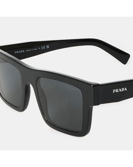 Prada Gray Symbole Rectangle Sunglasses for men