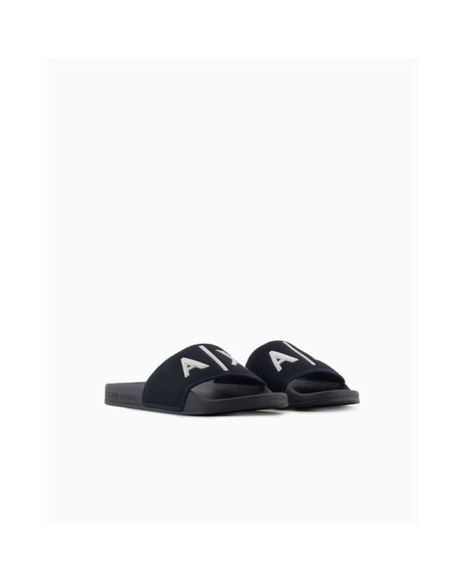 ARMANI EXCHANGE Blue Pool Sliders for men