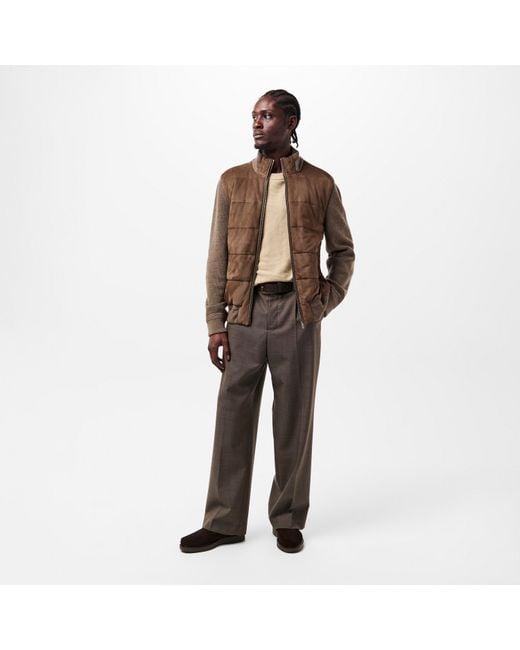 Pal Zileri Brown Structured Leather Jacket for men