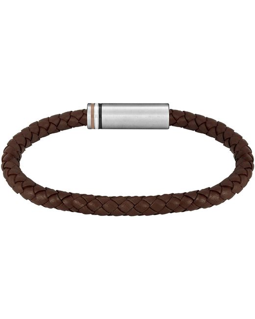 Boss Brown Ares Single Magnetic Closure Single-Wrap Leather Bracelet for men