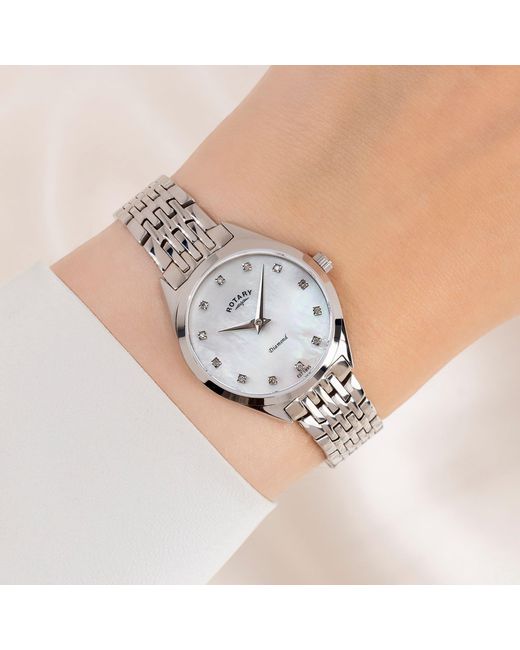 Rotary Metallic Ladies Ultra Slim Mop Ss Bracelet Watch