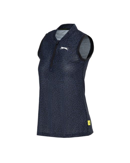 Slazenger 1881 Blue Zip Sleeveless Polo