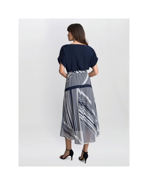 Gina Bacconi Blue Brooke Stripe Fit And Flare Dress