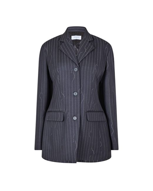 Off-White c/o Virgil Abloh Blue Pinstripe Oversized Jacket