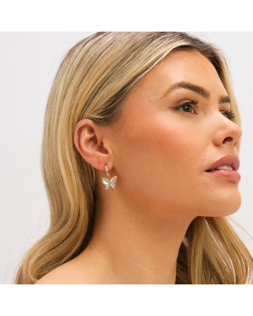Jon Richard Metallic Plated Pave And Butterfly Half Hoops