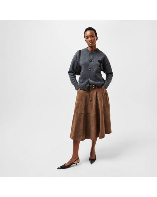 AMI Brown Midi Skirt