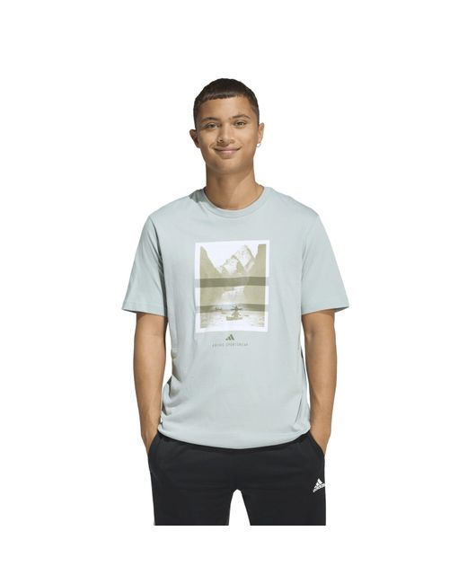 Adidas Blue Graphic Logo T-Shirt for men
