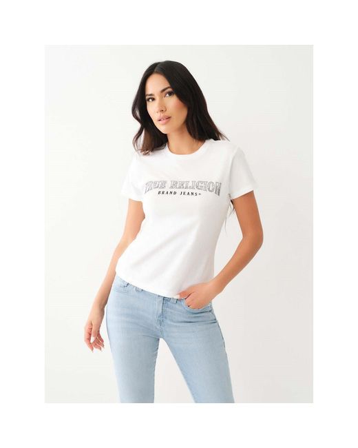 True Religion White Slim Crew Neck Logo T-Shirt