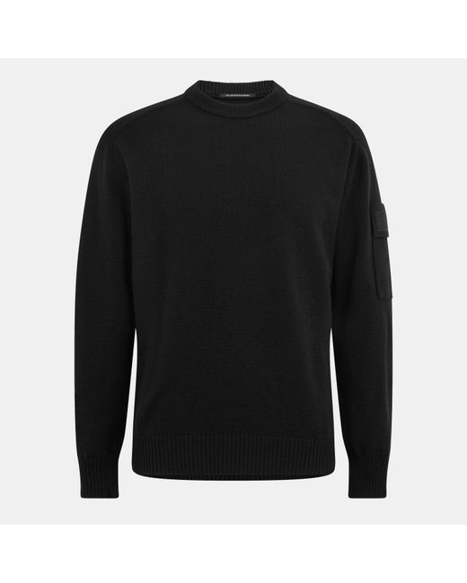 CP COMPANY METROPOLIS Black Crew-Neck Knitted Top for men