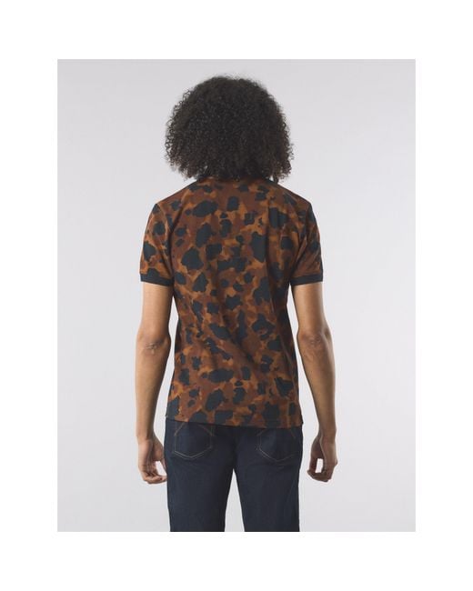 Pretty Green Brown Brindle Short-Sleeve Polo Shirt for men