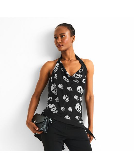 McQueen Black Alex Halter Skull Pr Ld63