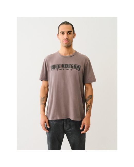 True Religion Gray Painted Horseshoe Relaxed Tee for men