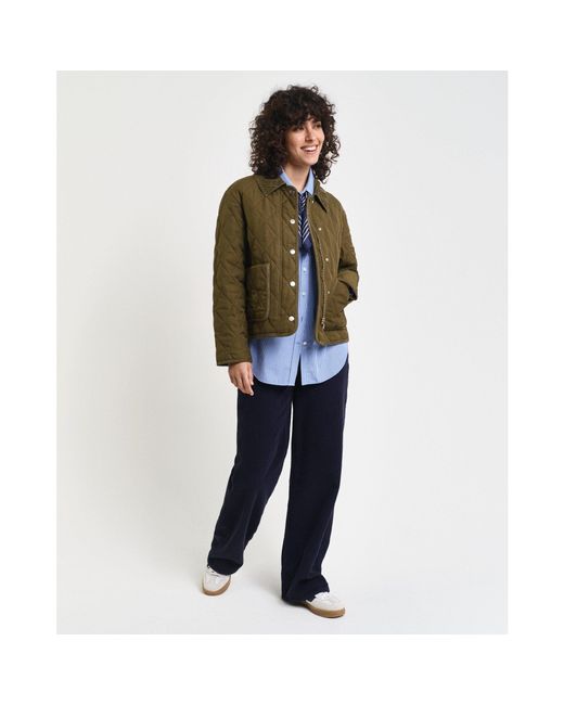 Gant Green Cord Detailed Quilted Jacket