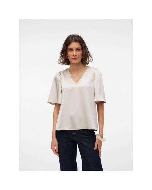 Vero Moda Pink Vm Lovie V-Neck Short-Sleeve Blouse