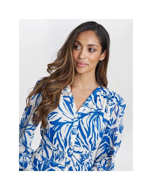 Gina Bacconi Blue Judy Button Dwon Long Sleeve Dress