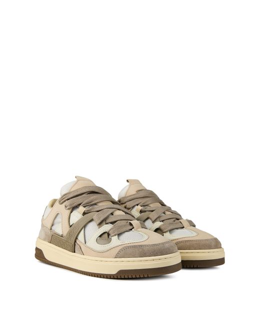 Represent White Panelled Canvas Chunky Sneakers for men